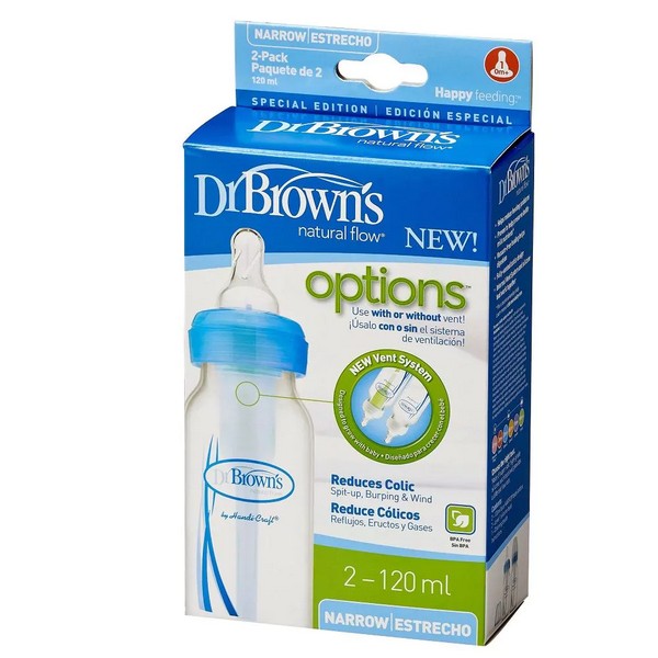 Продукт Dr.Brown's - Шише Narrow-Neck Options 120 ml. 2 бр .Сини - 0 - BG Hlapeta